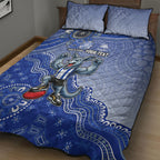 Personalized Kangaroos Football Mascot Quilt Bed Set Aboriginal Dot Art Style Vibrant Indigenous Pattern Design