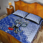 Personalized Kangaroos Football Mascot Quilt Bed Set Aboriginal Dot Art Style Vibrant Indigenous Pattern Design