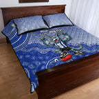 Personalized Kangaroos Football Mascot Quilt Bed Set Aboriginal Dot Art Style Vibrant Indigenous Pattern Design