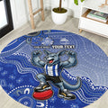 Personalized Kangaroos Football Mascot Round Carpet Aboriginal Dot Art Style Vibrant Indigenous Pattern Design