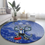 Personalized Kangaroos Football Mascot Round Carpet Aboriginal Dot Art Style Vibrant Indigenous Pattern Design