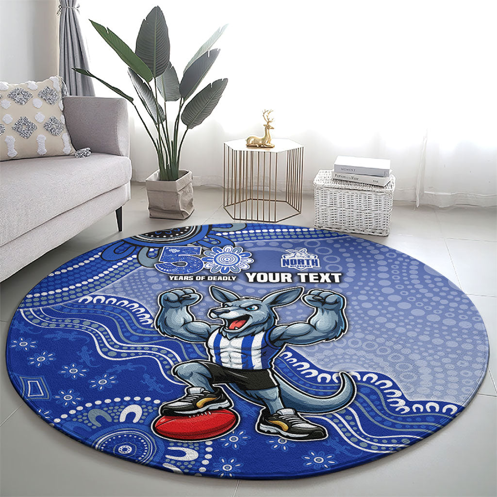 Personalized Kangaroos Football Mascot Round Carpet Aboriginal Dot Art Style Vibrant Indigenous Pattern Design