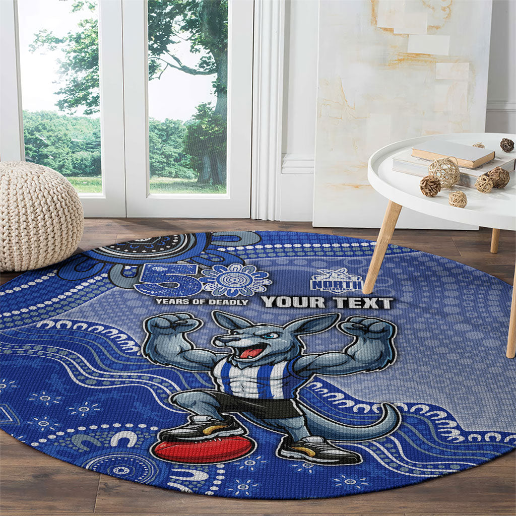 Personalized Kangaroos Football Mascot Round Carpet Aboriginal Dot Art Style Vibrant Indigenous Pattern Design
