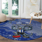 Personalized Kangaroos Football Mascot Round Carpet Aboriginal Dot Art Style Vibrant Indigenous Pattern Design