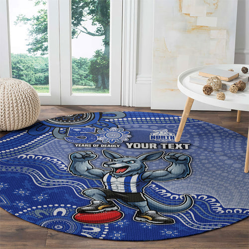 Personalized Kangaroos Football Mascot Round Carpet Aboriginal Dot Art Style Vibrant Indigenous Pattern Design