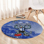 Personalized Kangaroos Football Mascot Round Carpet Aboriginal Dot Art Style Vibrant Indigenous Pattern Design