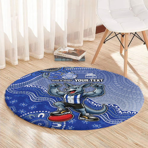 Personalized Kangaroos Football Mascot Round Carpet Aboriginal Dot Art Style Vibrant Indigenous Pattern Design