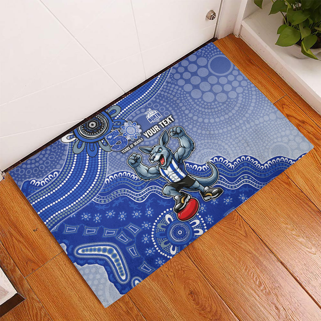 Personalized Kangaroos Football Mascot Rubber Doormat Aboriginal Dot Art Style Vibrant Indigenous Pattern Design