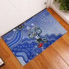 Personalized Kangaroos Football Mascot Rubber Doormat Aboriginal Dot Art Style Vibrant Indigenous Pattern Design