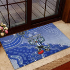 Personalized Kangaroos Football Mascot Rubber Doormat Aboriginal Dot Art Style Vibrant Indigenous Pattern Design