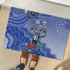 Personalized Kangaroos Football Mascot Rubber Doormat Aboriginal Dot Art Style Vibrant Indigenous Pattern Design