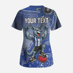 Personalized Kangaroos Football Mascot Scrub Top Aboriginal Dot Art Style Vibrant Indigenous Pattern Design