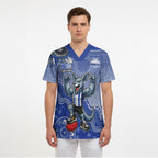 Personalized Kangaroos Football Mascot Scrub Top Aboriginal Dot Art Style Vibrant Indigenous Pattern Design