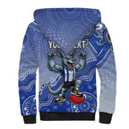 Personalized Kangaroos Football Mascot Sherpa Hoodie Aboriginal Dot Art Style Vibrant Indigenous Pattern Design
