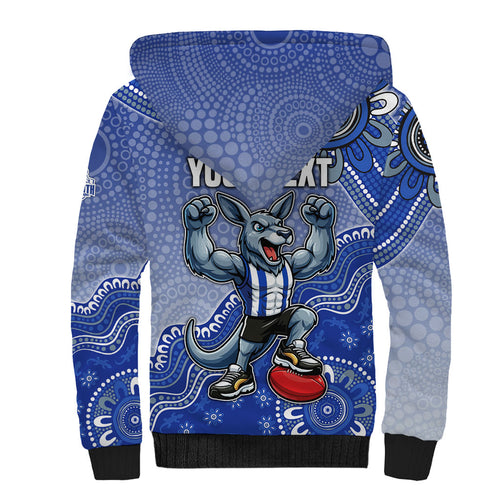 Personalized Kangaroos Football Mascot Sherpa Hoodie Aboriginal Dot Art Style Vibrant Indigenous Pattern Design