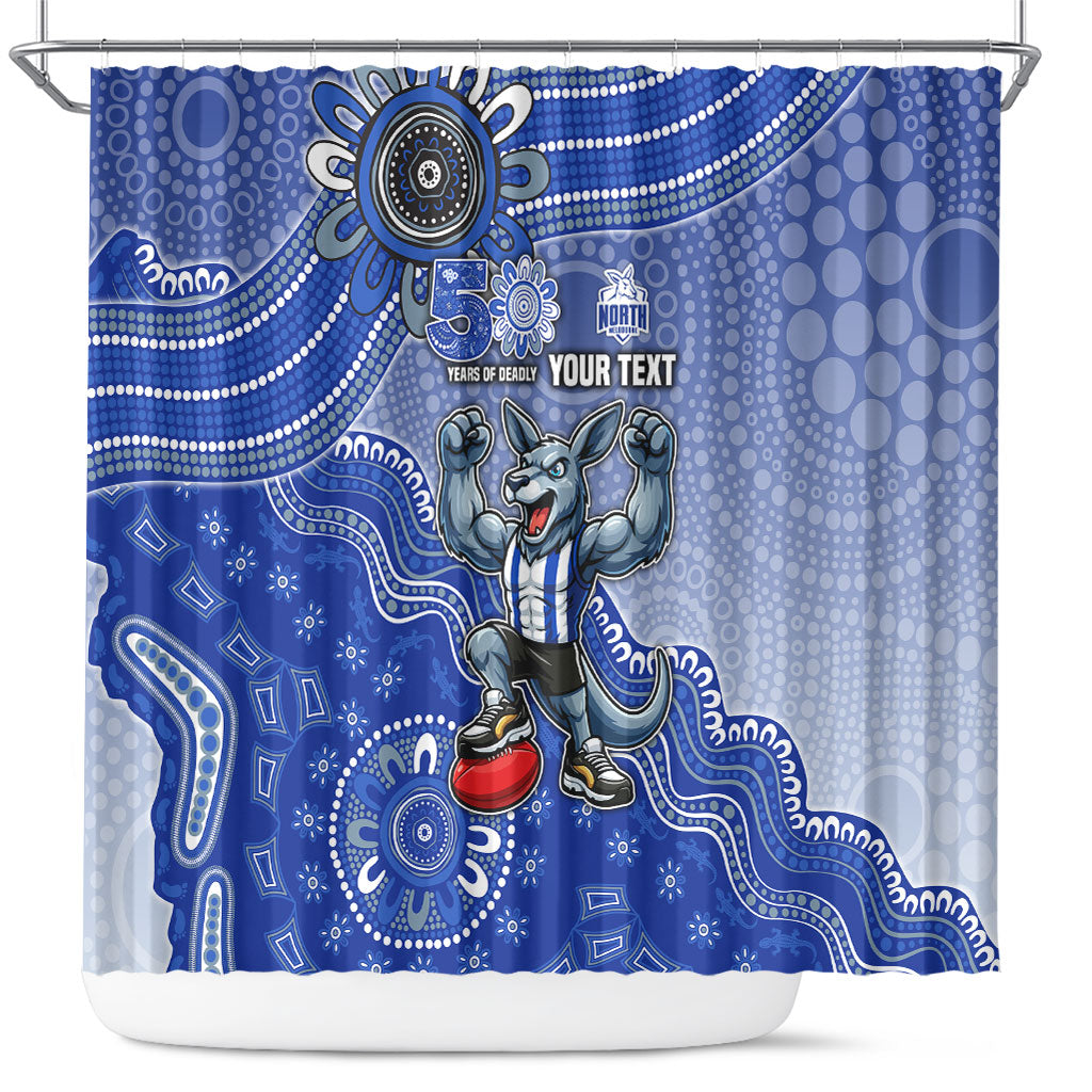 Personalized Kangaroos Football Mascot Shower Curtain Aboriginal Dot Art Style Vibrant Indigenous Pattern Design