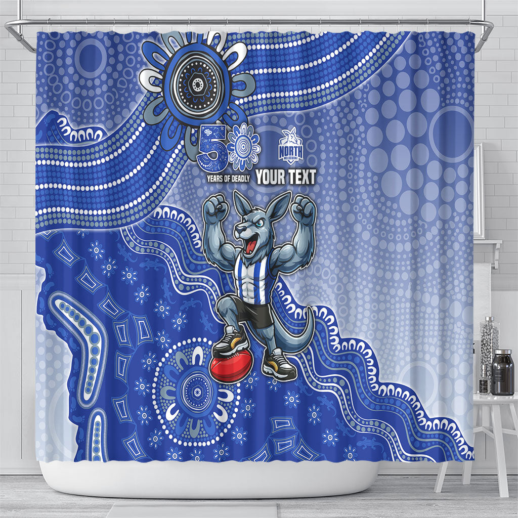 Personalized Kangaroos Football Mascot Shower Curtain Aboriginal Dot Art Style Vibrant Indigenous Pattern Design