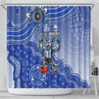 Personalized Kangaroos Football Mascot Shower Curtain Aboriginal Dot Art Style Vibrant Indigenous Pattern Design