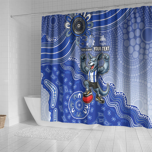 Personalized Kangaroos Football Mascot Shower Curtain Aboriginal Dot Art Style Vibrant Indigenous Pattern Design