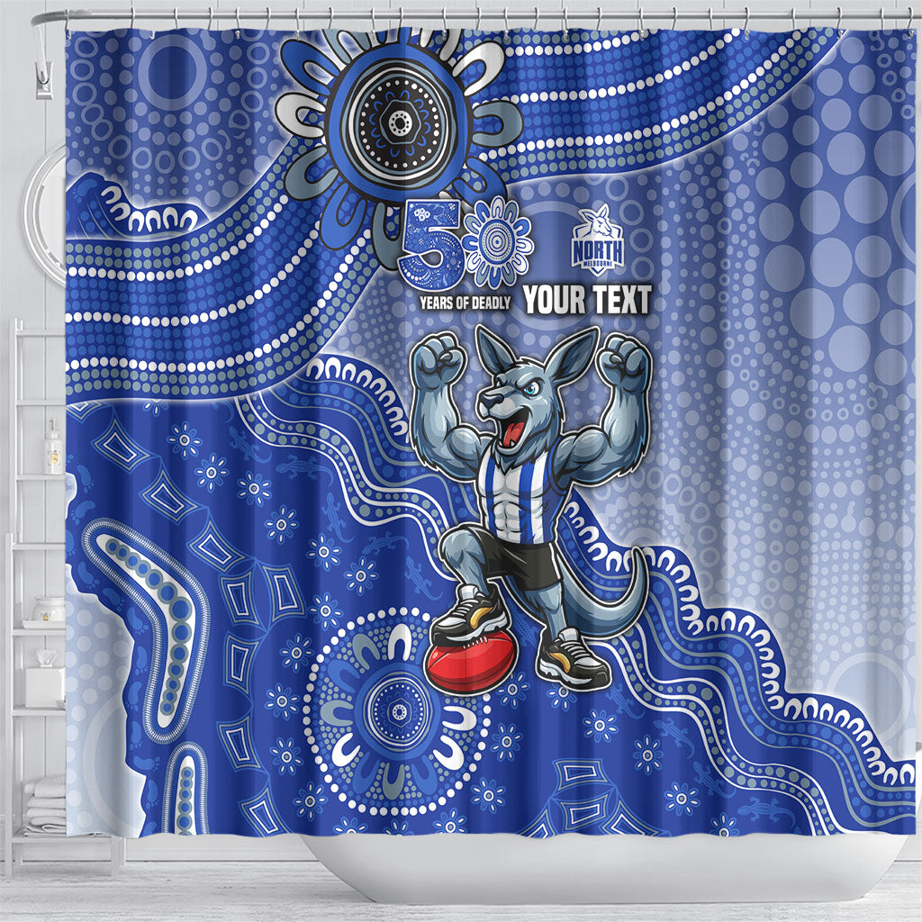 Personalized Kangaroos Football Mascot Shower Curtain Aboriginal Dot Art Style Vibrant Indigenous Pattern Design