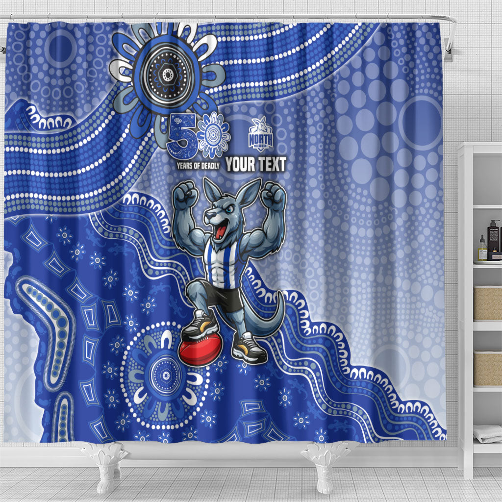 Personalized Kangaroos Football Mascot Shower Curtain Aboriginal Dot Art Style Vibrant Indigenous Pattern Design