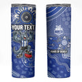 Personalized Kangaroos Football Mascot Skinny Tumbler Aboriginal Dot Art Style Vibrant Indigenous Pattern Design