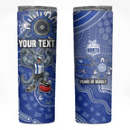 Personalized Kangaroos Football Mascot Skinny Tumbler Aboriginal Dot Art Style Vibrant Indigenous Pattern Design