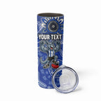 Personalized Kangaroos Football Mascot Skinny Tumbler Aboriginal Dot Art Style Vibrant Indigenous Pattern Design