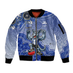Personalized Kangaroos Football Mascot Sleeve Zip Bomber Jacket Aboriginal Dot Art Style Vibrant Indigenous Pattern Design
