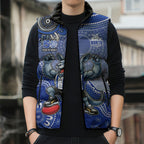 Personalized Kangaroos Football Mascot Sleeveless Puffer Jacket Aboriginal Dot Art Style Vibrant Indigenous Pattern Design