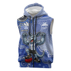 Personalized Kangaroos Football Mascot Sleeveless Zip Hoodie Aboriginal Dot Art Style Vibrant Indigenous Pattern Design