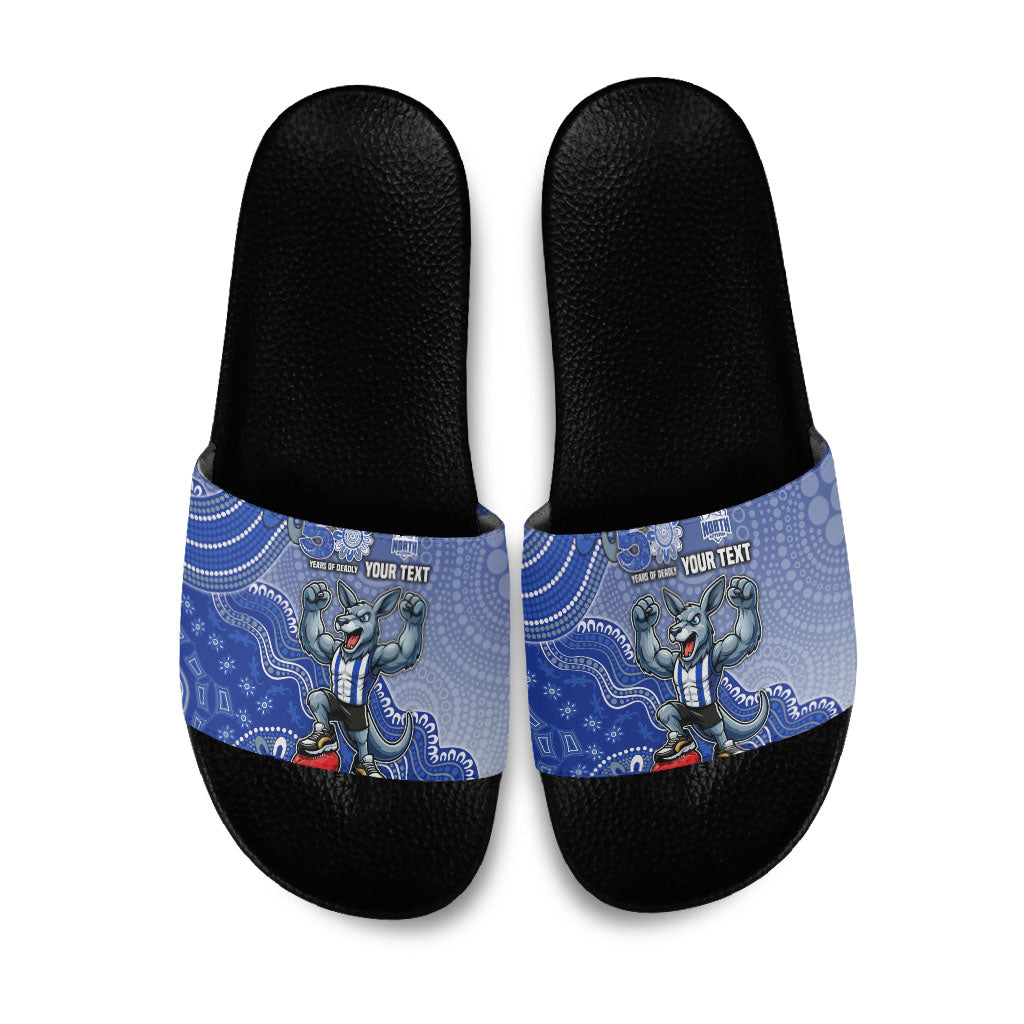 Personalized Kangaroos Football Mascot Slide Sandals Aboriginal Dot Art Style Vibrant Indigenous Pattern Design