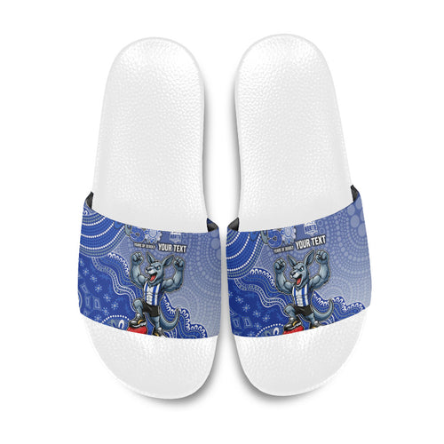Personalized Kangaroos Football Mascot Slide Sandals Aboriginal Dot Art Style Vibrant Indigenous Pattern Design