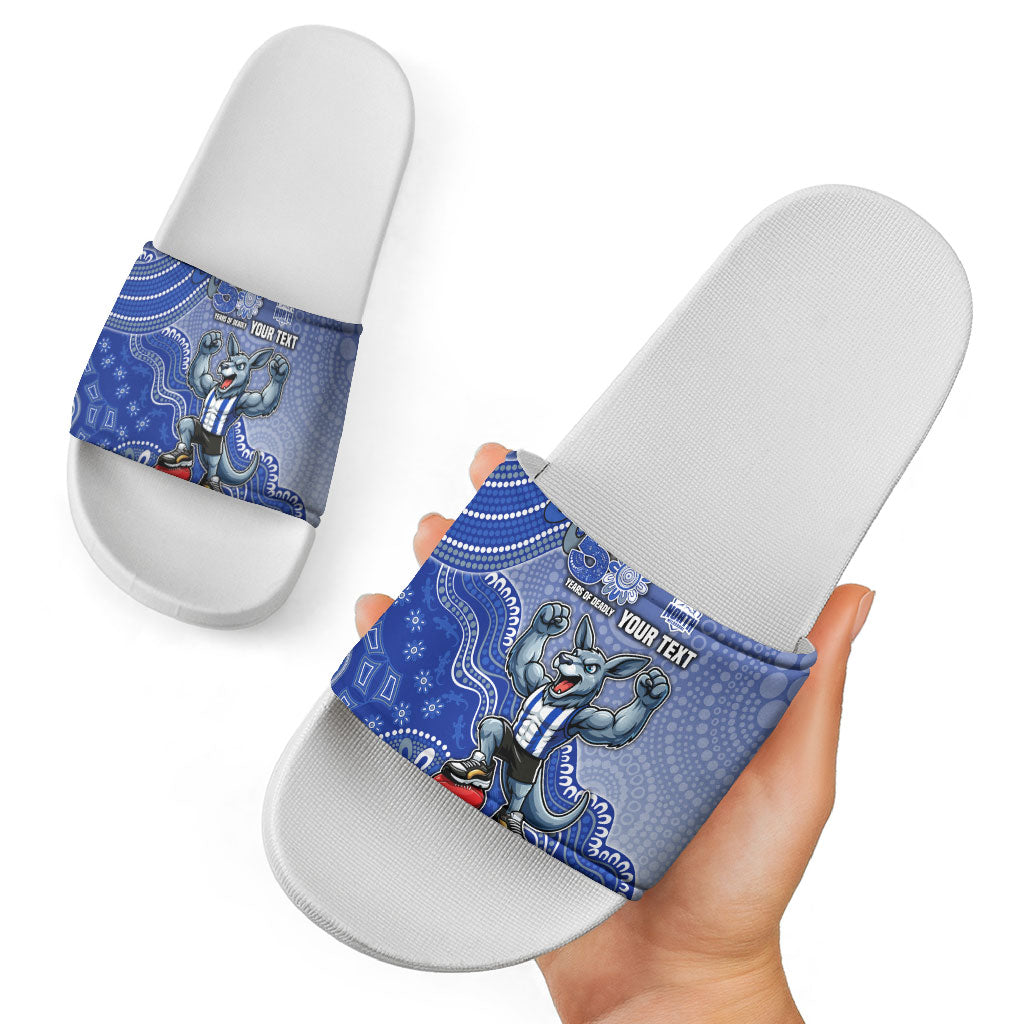 Personalized Kangaroos Football Mascot Slide Sandals Aboriginal Dot Art Style Vibrant Indigenous Pattern Design