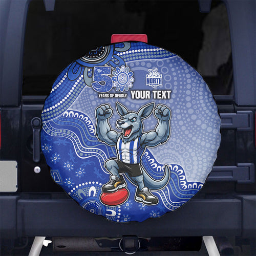 Personalized Kangaroos Football Mascot Spare Tire Cover Aboriginal Dot Art Style Vibrant Indigenous Pattern Design