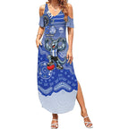 Personalized Kangaroos Football Mascot Summer Maxi Dress Aboriginal Dot Art Style Vibrant Indigenous Pattern Design