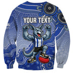 Personalized Kangaroos Football Mascot Sweatshirt Aboriginal Dot Art Style Vibrant Indigenous Pattern Design
