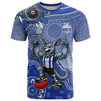 Personalized Kangaroos Football Mascot T Shirt Aboriginal Dot Art Style Vibrant Indigenous Pattern Design