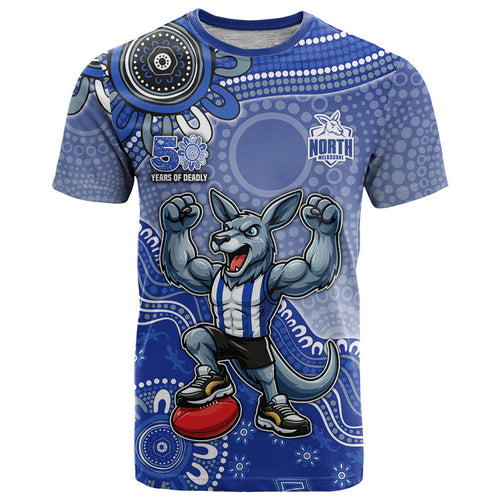 Personalized Kangaroos Football Mascot T Shirt Aboriginal Dot Art Style Vibrant Indigenous Pattern Design