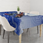Personalized Kangaroos Football Mascot Tablecloth Aboriginal Dot Art Style Vibrant Indigenous Pattern Design