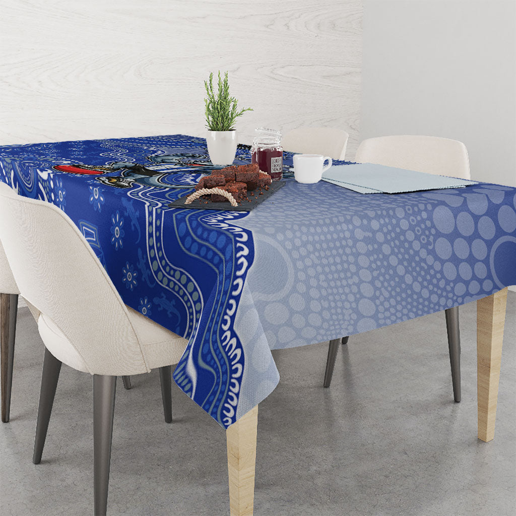 Personalized Kangaroos Football Mascot Tablecloth Aboriginal Dot Art Style Vibrant Indigenous Pattern Design