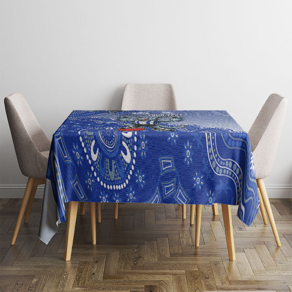 Personalized Kangaroos Football Mascot Tablecloth Aboriginal Dot Art Style Vibrant Indigenous Pattern Design
