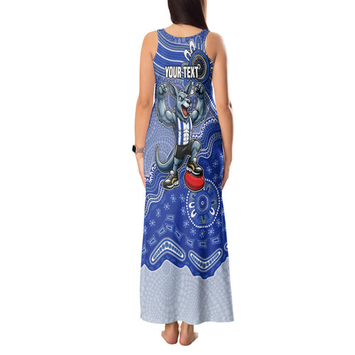 Personalized Kangaroos Football Mascot Tank Maxi Dress Aboriginal Dot Art Style Vibrant Indigenous Pattern Design