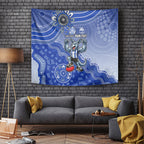 Personalized Kangaroos Football Mascot Tapestry Aboriginal Dot Art Style Vibrant Indigenous Pattern Design