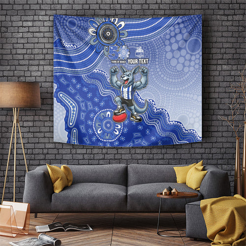Personalized Kangaroos Football Mascot Tapestry Aboriginal Dot Art Style Vibrant Indigenous Pattern Design