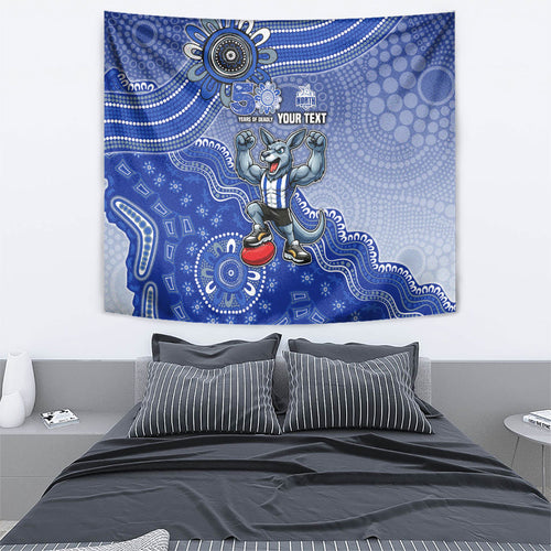Personalized Kangaroos Football Mascot Tapestry Aboriginal Dot Art Style Vibrant Indigenous Pattern Design
