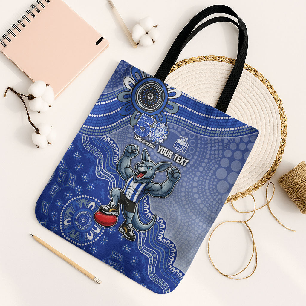 Personalized Kangaroos Football Mascot Tote Bag Aboriginal Dot Art Style Vibrant Indigenous Pattern Design