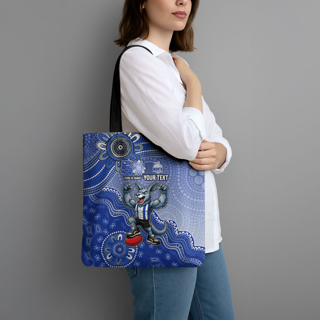 Personalized Kangaroos Football Mascot Tote Bag Aboriginal Dot Art Style Vibrant Indigenous Pattern Design