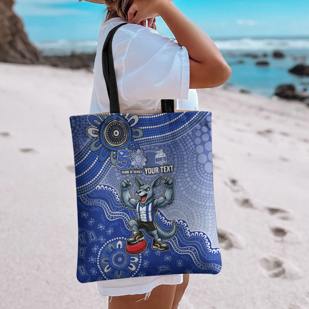 Personalized Kangaroos Football Mascot Tote Bag Aboriginal Dot Art Style Vibrant Indigenous Pattern Design