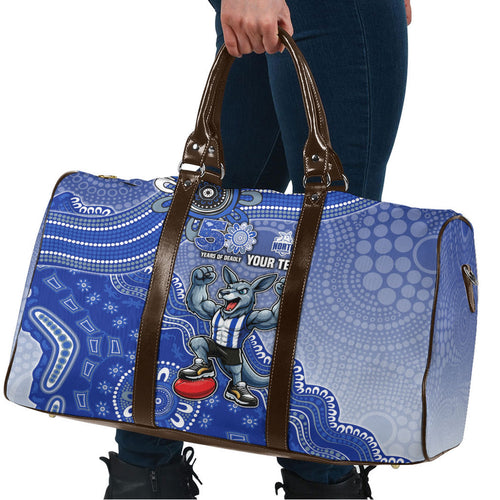 Personalized Kangaroos Football Mascot Travel Bag Aboriginal Dot Art Style Vibrant Indigenous Pattern Design